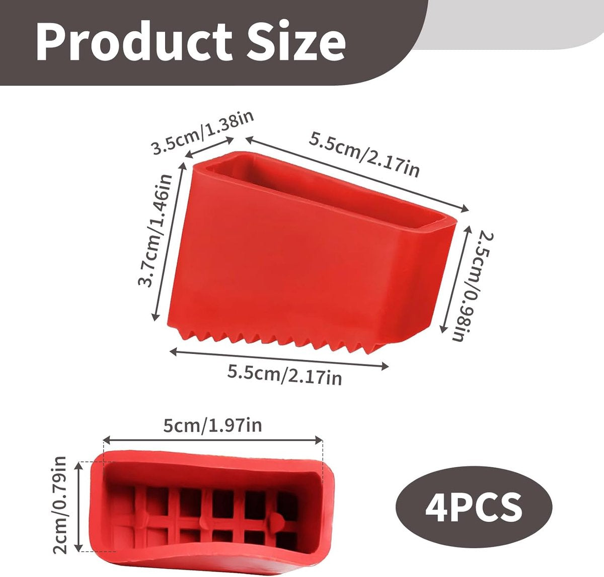 4 rubber stuks on ladders - ladders of rubber - Rubber on ladders - Rubber on ladders mat - Ladderdoppen - Red - Ladderstabilisatoren, antislip vervangende voetafdekkingen voor thuis- en industriële ladders