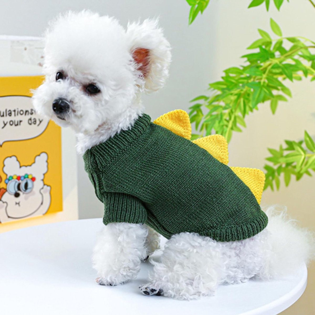 Dog Coat - Dog Sweater - Sweaters for Small Dogs - Dog Sweater - Cute Dinosaur Sweater - Soft and Comfortable Winter Clothes - Warm Knit Cat Sweater - Perfect for Christmas - Puppy Shirts - Christmas - Size L
