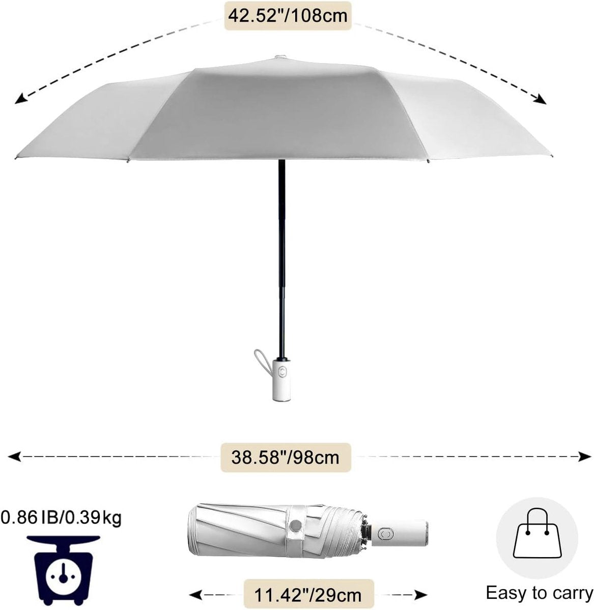 Automatic umbrella, parasol, automatic folding anti-ultraviolet umbrella for women, windproof and rainproof, mini umbrella, 8-rib umbrella, suitable for adults and children, travel parasol
