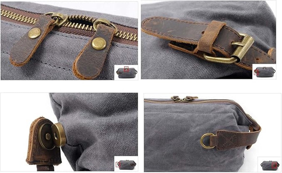 Men's Toiletry Bag - Women's Toiletry Bag - Toiletry Bag with Hook - Waterproof Vintage Canvas - Suitable for Men and Women - Makeup Bag - Travel Toiletry Bag