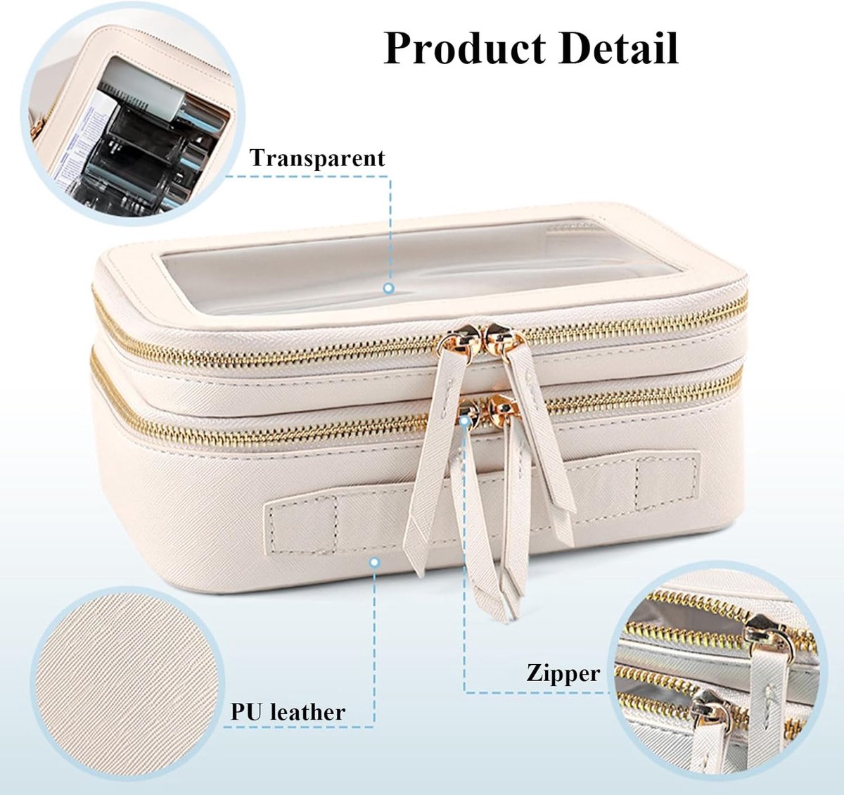 Men's toiletry bag - Women's toiletry bag - Toiletry bag - Transparent makeup bag - Travel toiletry bag - Small transparent makeup bag - Storage bag - Off-white