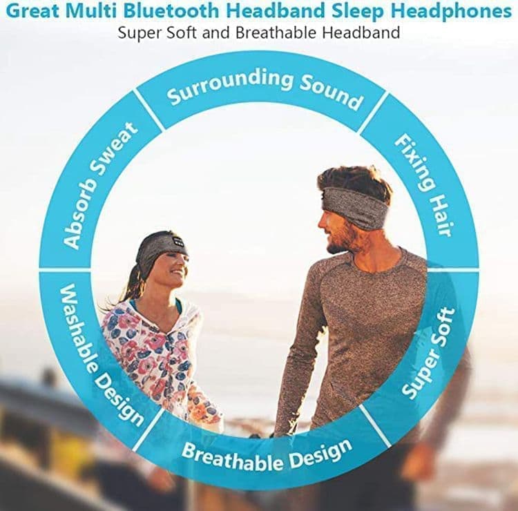 Bluetooth Sleep Headphones Headband with Eye Mask, One Size