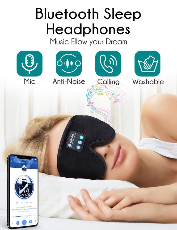 Bluetooth Sleep Headband with Eye Mask, Stereo Music for Sleeping and Relaxation, Pink