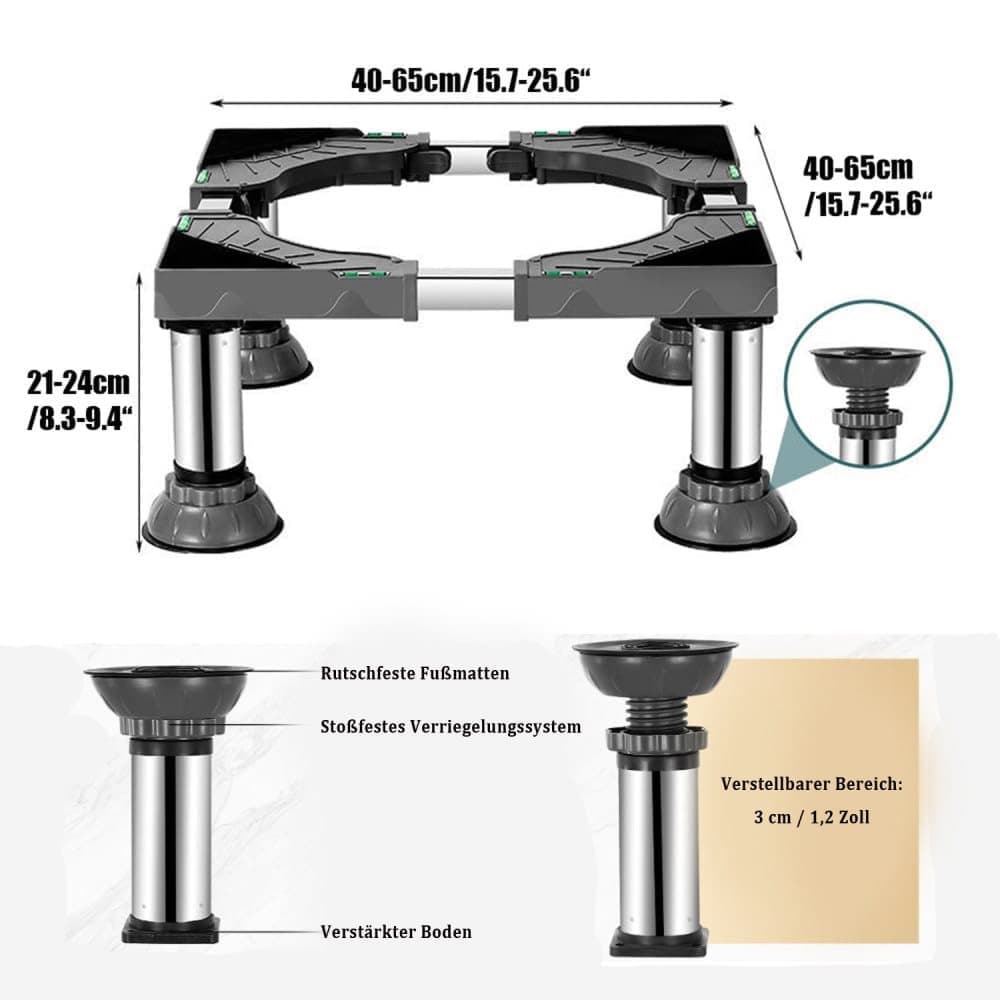 Washing machine base with vibration-damping legs, strong load-bearing, non-slip, practical, 21-24cm