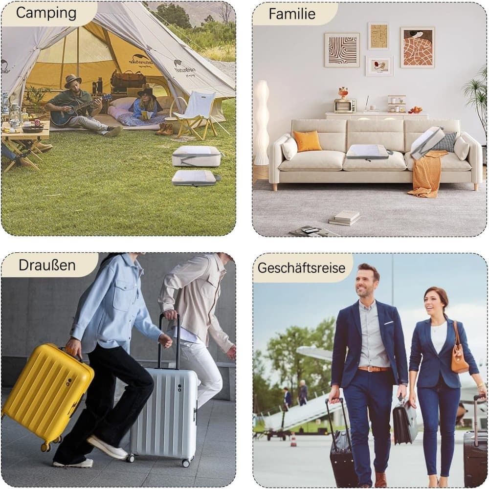 7-Piece Lightweight Travel Compression Bags for Suitcase & Backpack, Beige