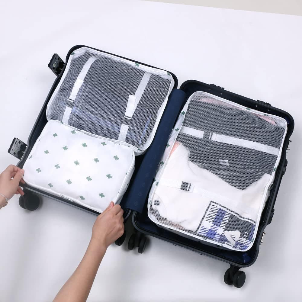 8-Piece Travel Organizer for Bags, Water Resistant Lightweight, White