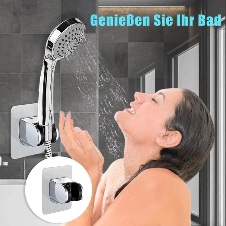 Adjustable self-adhesive shower holder no drilling wall bracket for handheld shower, easy bathroom installation