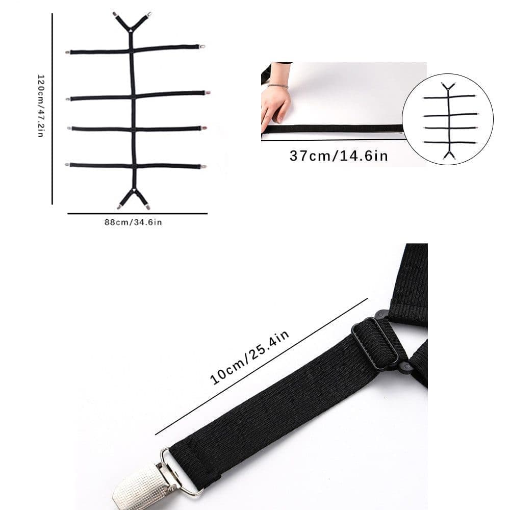 Adjustable Sheet Holders with Elastic Bands and Metal Clips for Securing Sheets Mattress Covers or Sofa Covers, White