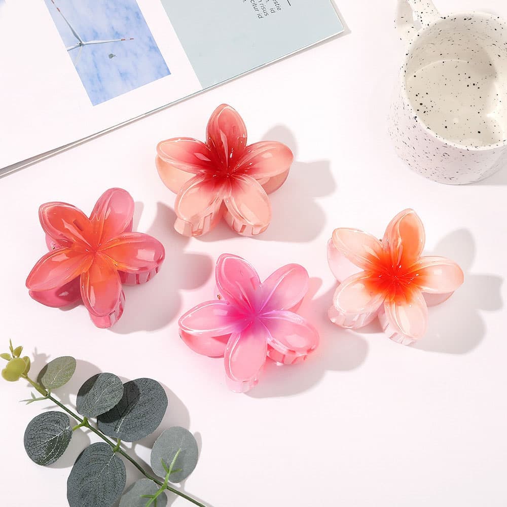 Anti-Slip Flower Hair Clips 4-Pack, Non-Slip Floral Hair Accessories for Women and Girls