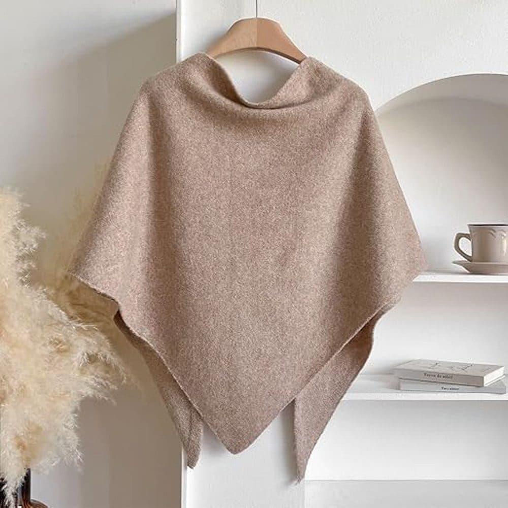 Women's Faux Cashmere Shawl Scarf Warm Extra-Long Triangular Wrap, 180 x 70 cm, Light Gray, Ideal for Party Wedding Evening Outfits