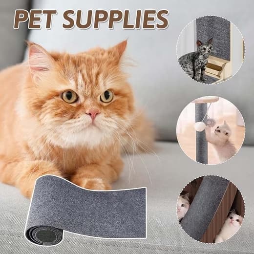 40cm x 200cm Self-Adhesive Cat Scratching Board, Wall and Sofa Protector, DIY Corner Mat for Cats, Dark Gray
