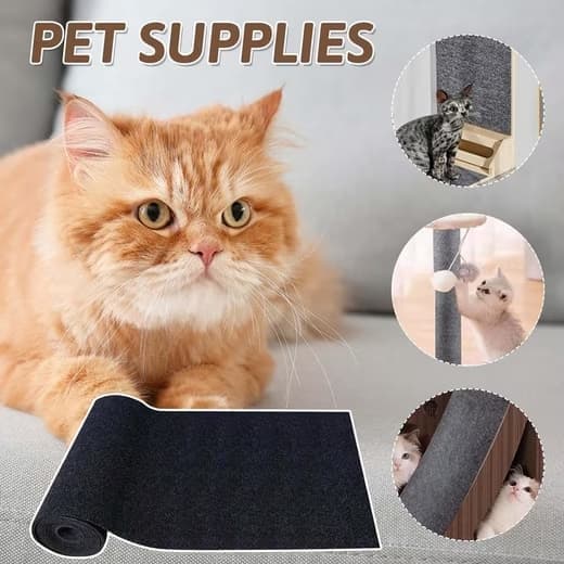 1 Pack Self-Adhesive Cat Scratching Board Wall Protector for Cats, DIY Corner Mat, 40cm x 200cm, Black