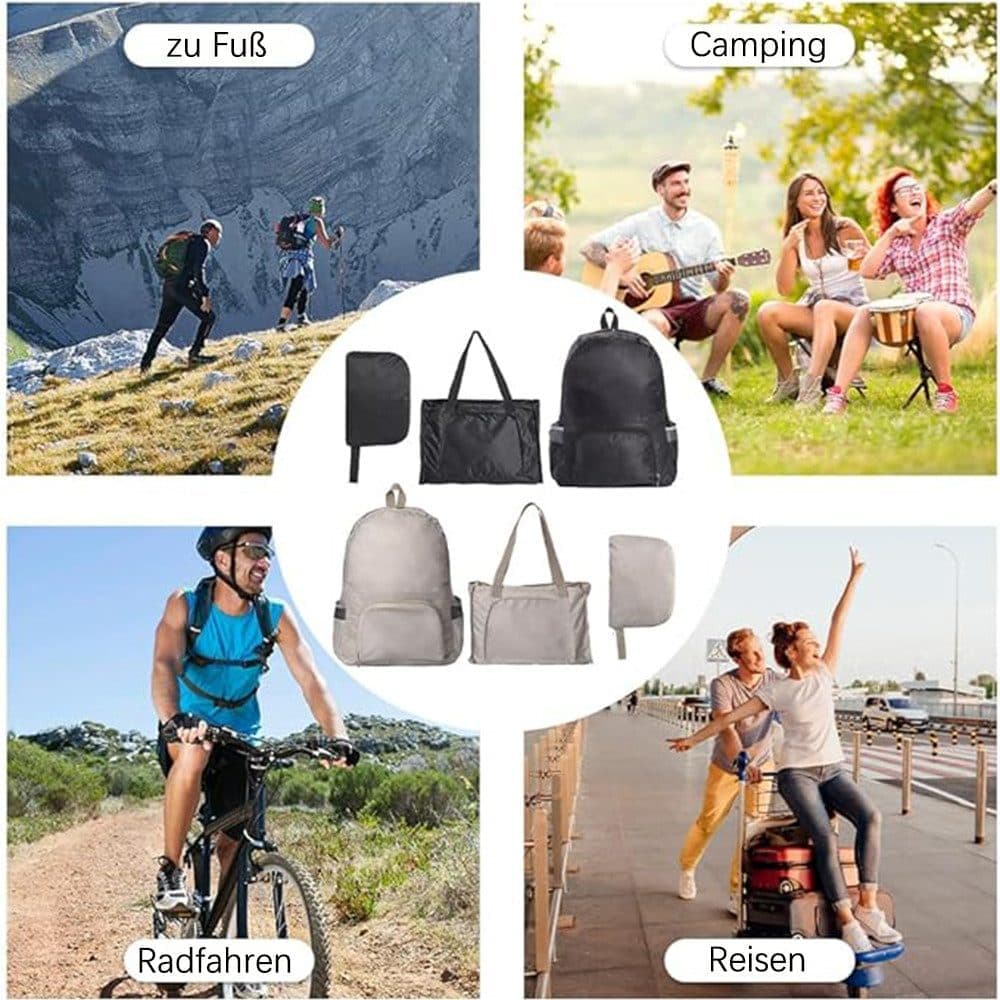 2-Pack Foldable Waterpack Backpack for Camping Hiking Travel, Black, Unisex Outdoor Daily Backpack