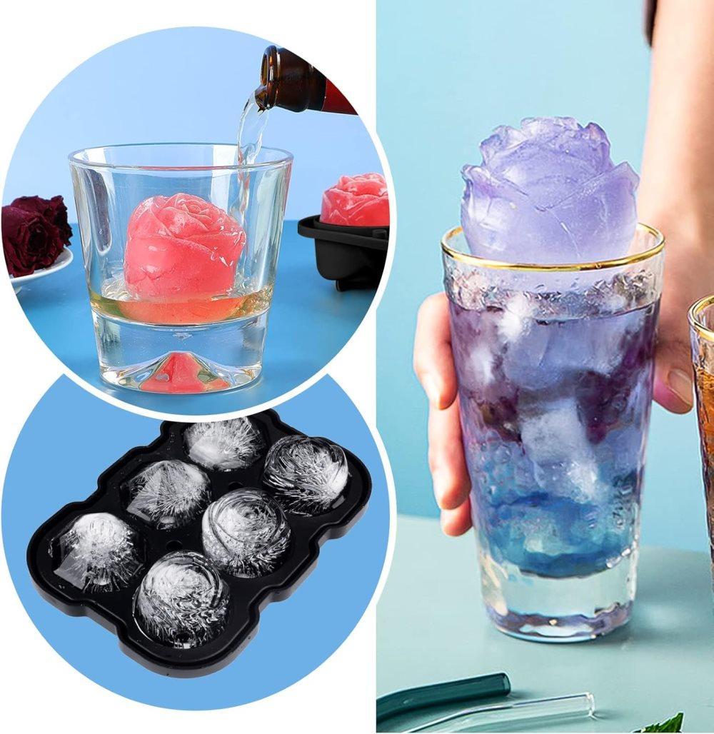 1 piece BPA-free reusable ice cube tray with lid for round ice balls, 6 compartment