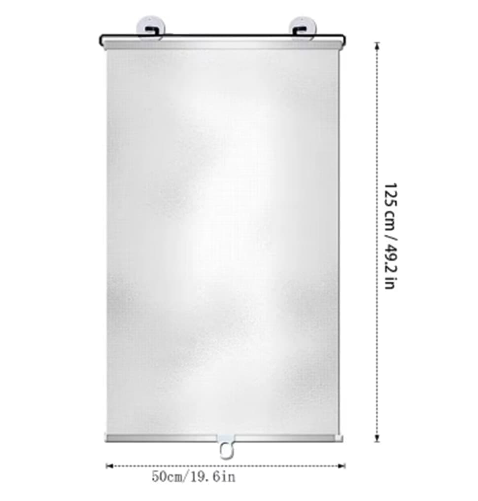 2-Pack Blackout Roller Blinds with Suction Cups, Telescopic Portable Sunshade, Silver, 50×125CM
