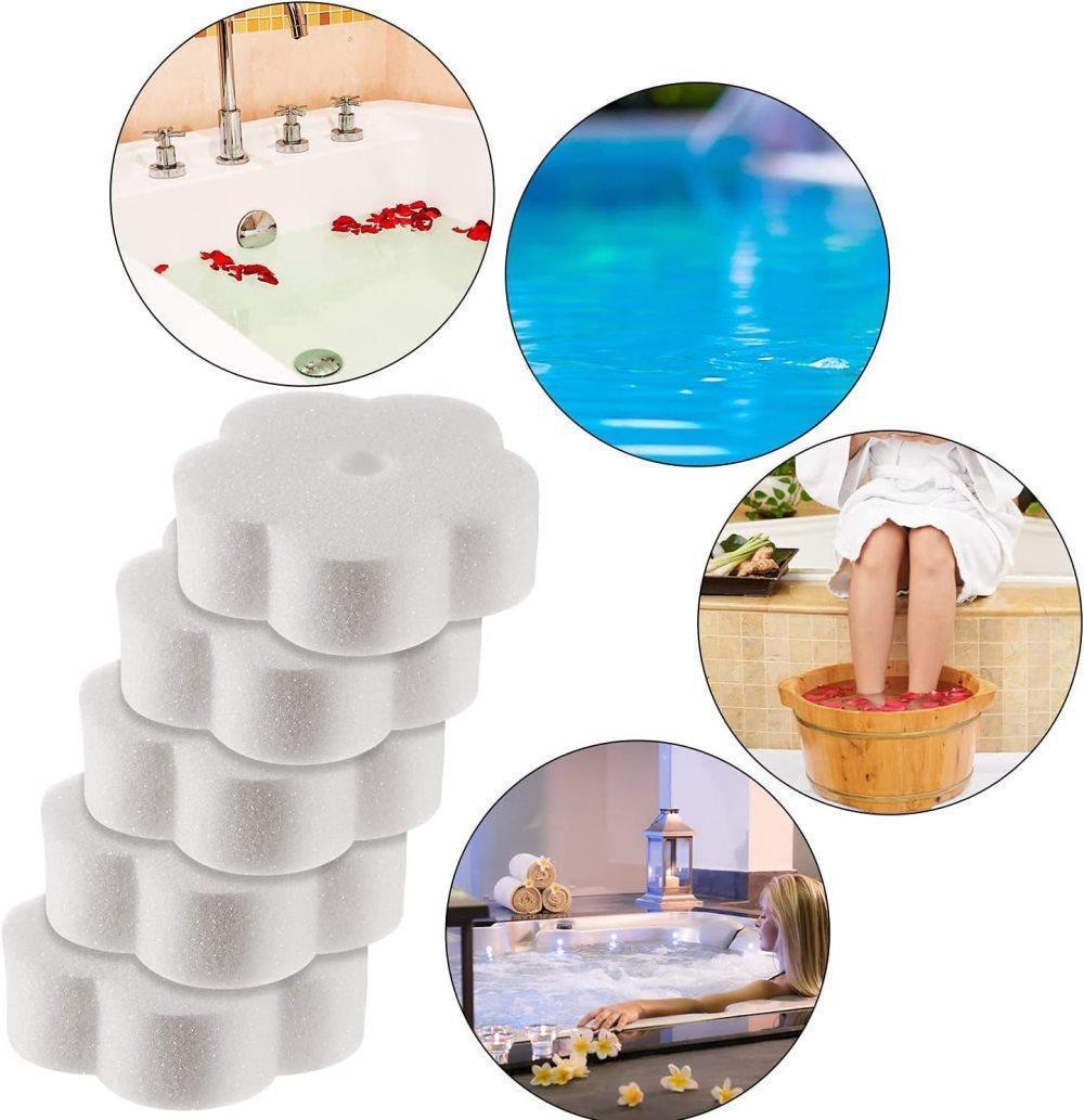 50-Pack Oil Absorbing Sponges for Pool, Flower Shaped, Effective Oil and Dirt Removal