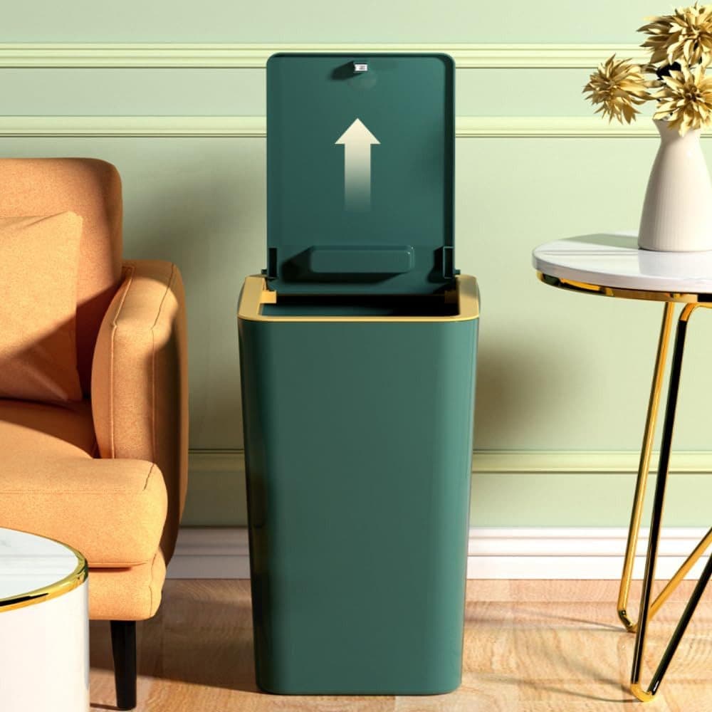 10L White Trash Can with Lid, Durable Corrosion-Resistant Odor-Proof Leak-Proof for Kitchen Bathroom Living Room, 10L