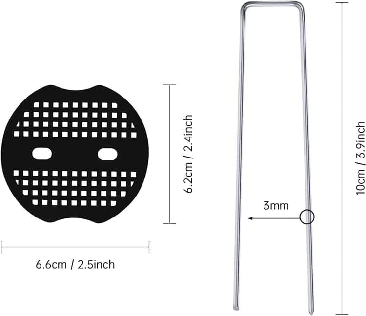 50-pack Stainless Steel U-shaped Ground Spikes for Garden and Greenhouse, Silver, 100×40×3 mm
