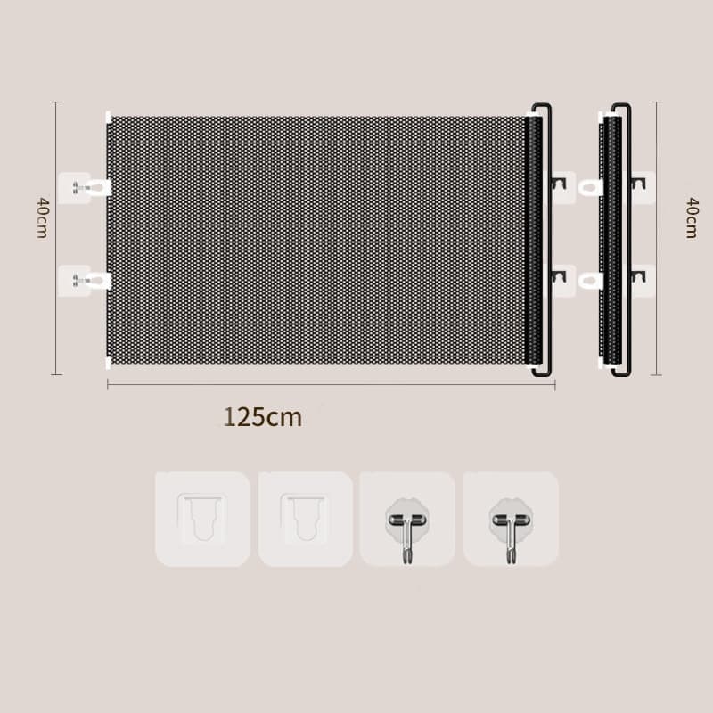 Retractable Safety Gate for Dogs, 80cm x 72cm (40x125cm), Protective Fence for Doorways and Stairs