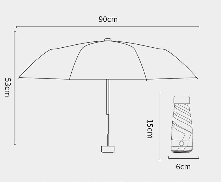 6-Fold Portable Mini Umbrella UV Protection for Sun and Rain, Ultralight Compact, Dark Yellow