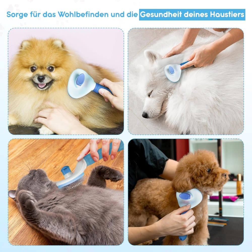 Dog brush for dogs and cats, fur brush, compatible with all breeds, Blue