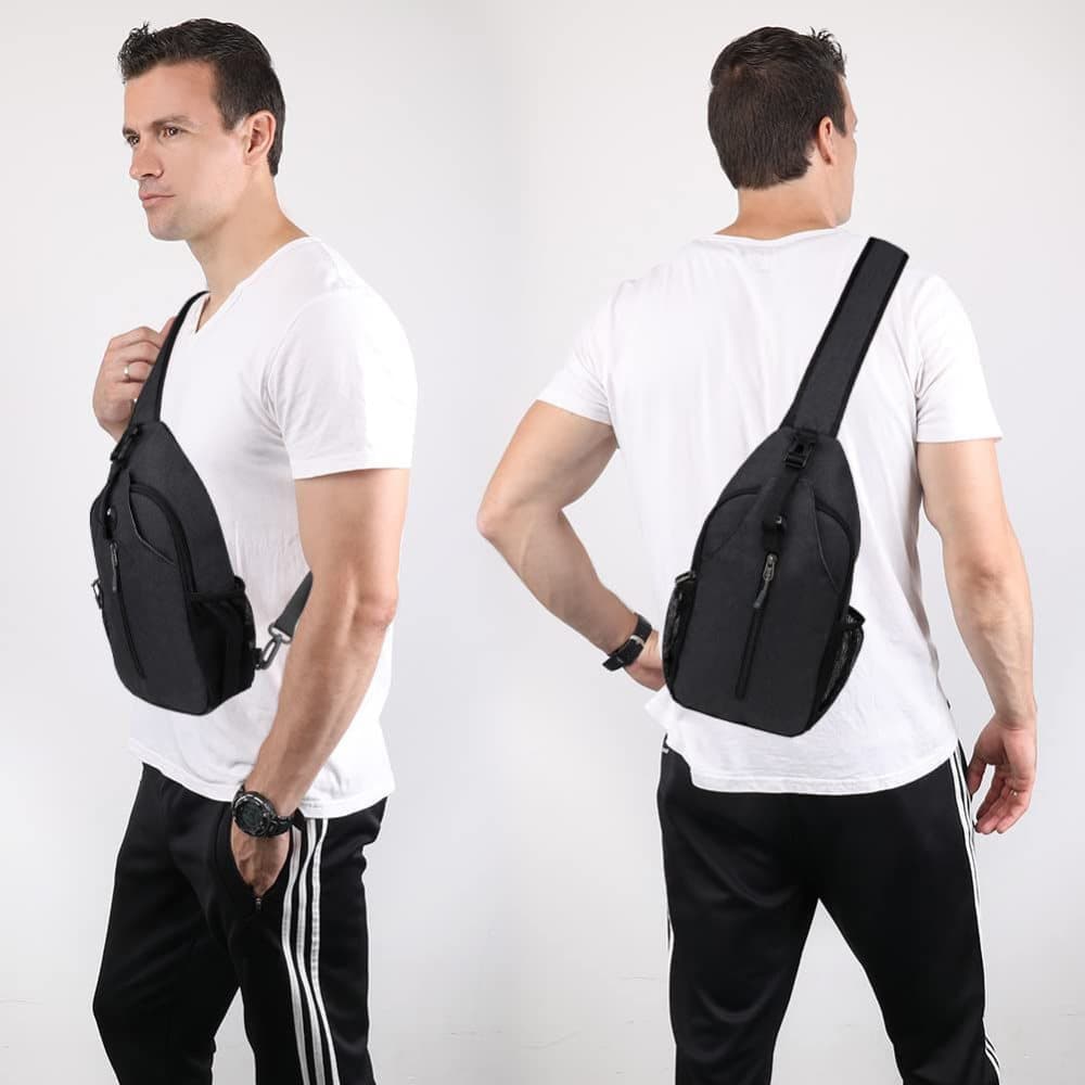 Multifunctional Shoulder Crossbody Chest Backpack with Headphone Jack, Unisex for Hiking Traveling Climbing, Red