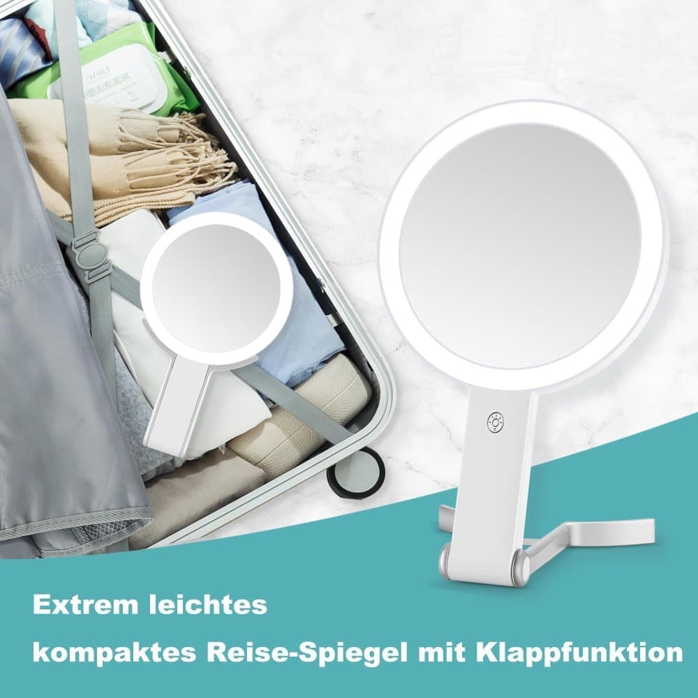 LED Makeup Mirror Double-Sided with Adjustable Light, 1x Magnifying Mirror for Skin Care, Compatible with All Brands, 20X/1X