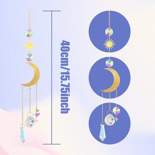 6 inches rainbow refractive prism suncatcher, crystal sun reflecting decoration, , 6 inches
