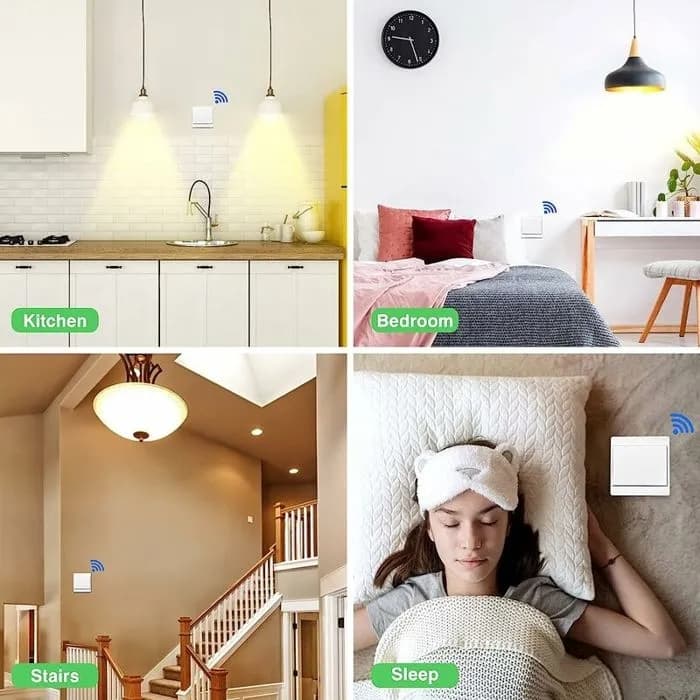 1 Battery-Free Wireless Switch Kit with 1 Receiver and 1 Single-Gang Switch, Self-Sufficient Radio-Controlled Home Lighting, Easy Installation, Gray