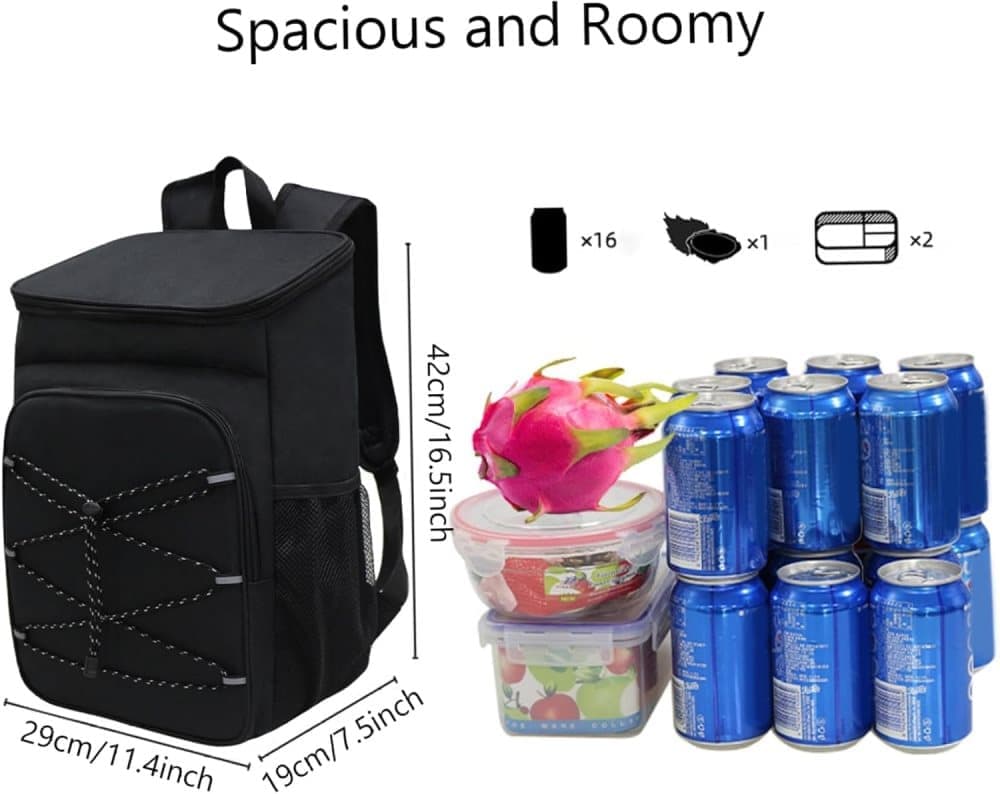 40L Insulated Backpack Cooler Bag Waterproof for Picnic Camping Travel Lunch Grill, Black
