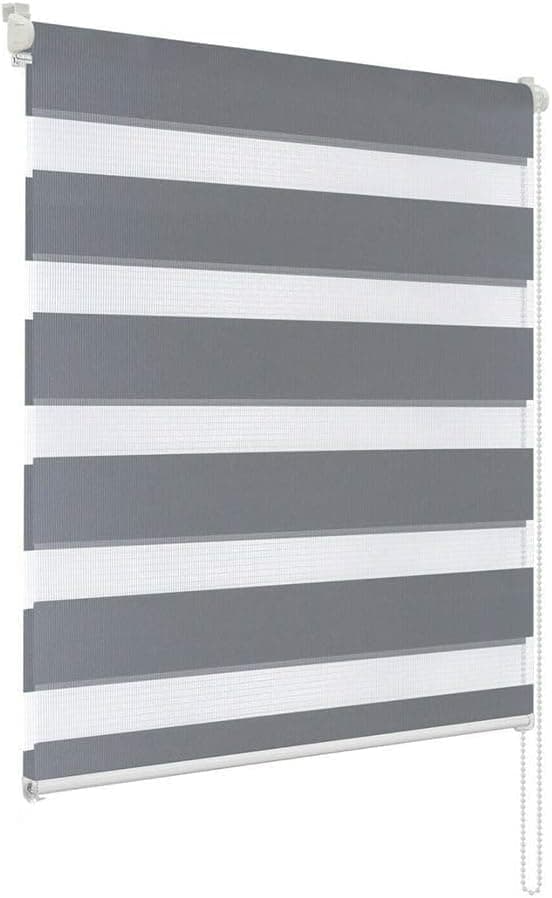 40×150CM Blackout Sun Protection Roller Blind, Blackout Zebra Blind Without Drilling, Gray