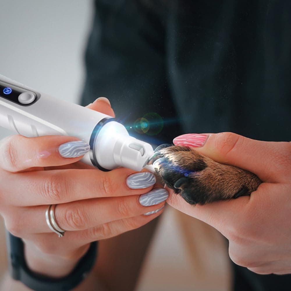 2-in-1 Electric Nail Clippers for Dogs and Cats, Pet Nail Trimmer with LED Light and Low Noise, Compatible with All Breeds, SZ2