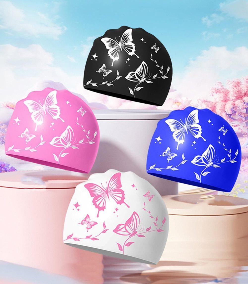 Waterproof Silicone Swimming Cap Non-Slip Elastic Comfortable for Adults, Pink, Compatible with Oral-B