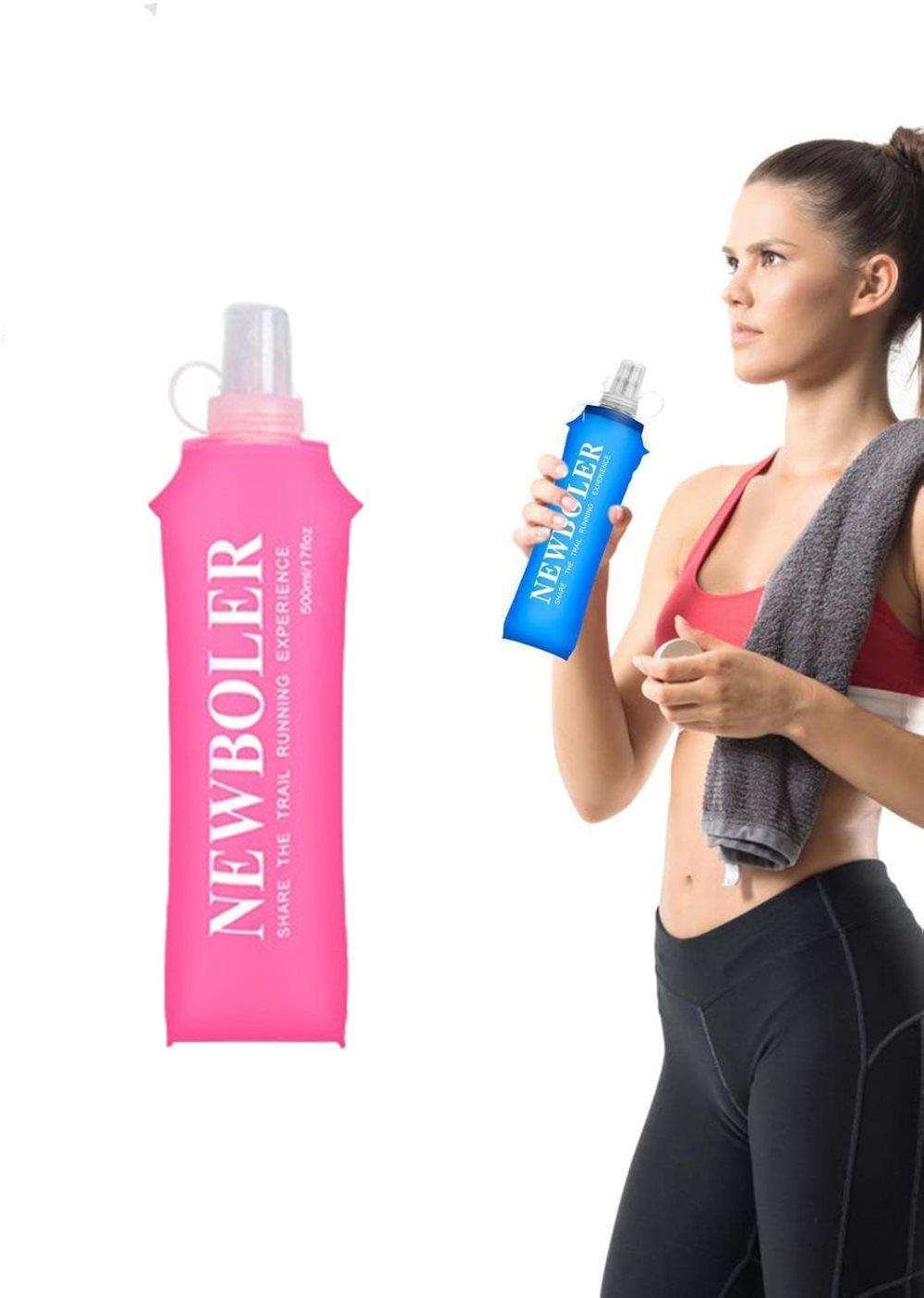 150ml Foldable Water Bottle BPA-Free Soft for Marathons Camping Hiking, 150ML, Pink