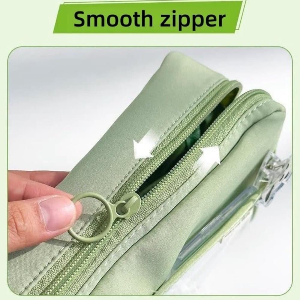 Green Large Capacity Pencil Case with Compartments and Zipper, Multifunctional Travel Pencil Box for School and Office