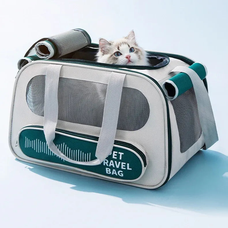 Pet Travel Bag Soft Sided Mesh Carrier Breathable Collapsible, Yellow
