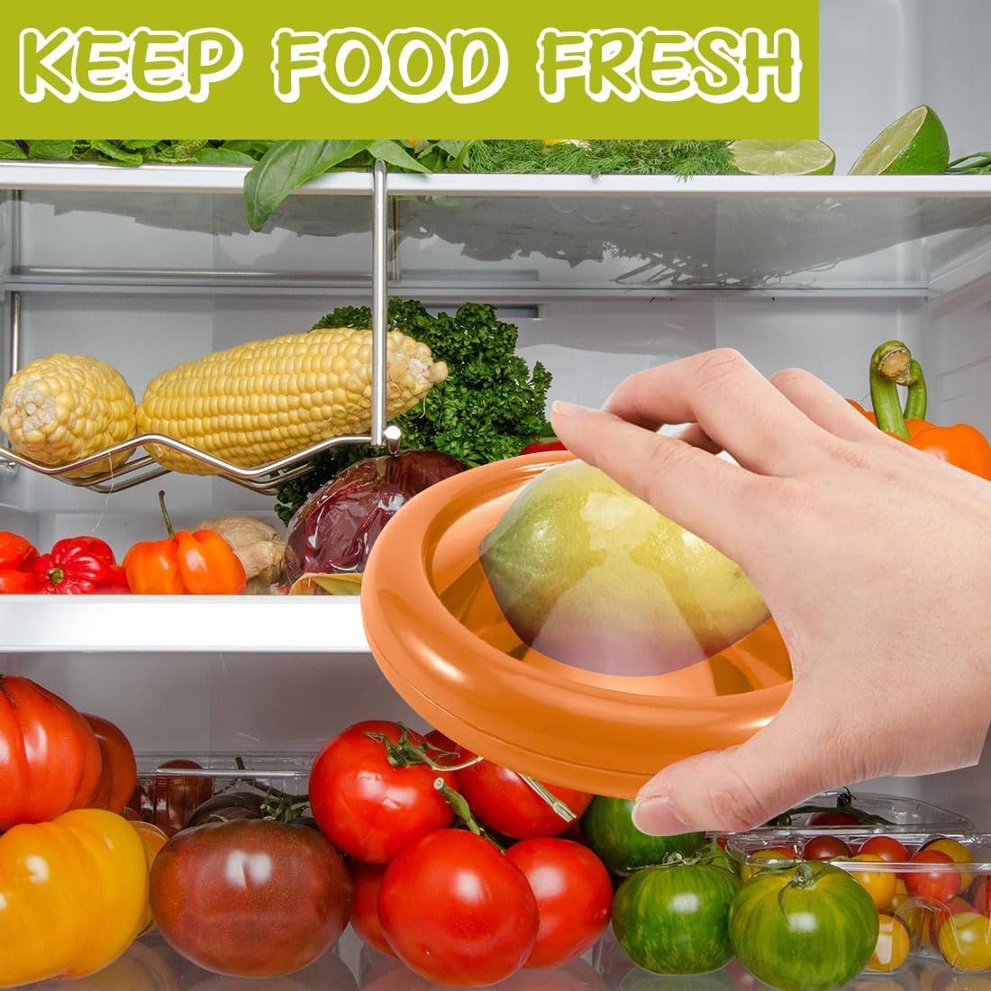 2 Pack Avocado Onion Storage Containers, Reusable Fridge Keepers with Tight Seal, Green Brown