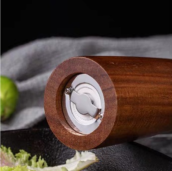 Acacia Wood Salt and Pepper Grinder Set with Ceramic Burrs, Adjustable Coarseness and Storage Base