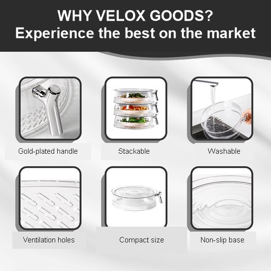 3-Piece Foldable Mesh Food Cover Set, Washable Stackable Fly Covers for Indoor and Outdoor Use, 25 cm