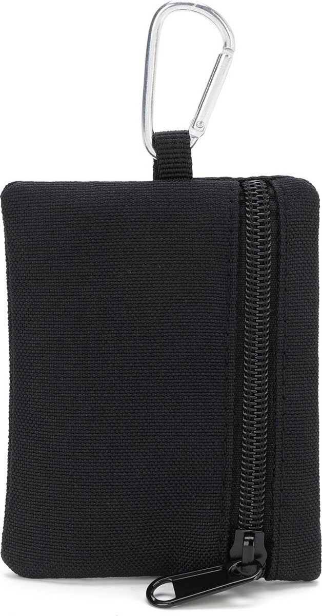 Survival Coin Holder | Card Holder | Coin Storage | Zipper | With Carabiner & Key Ring | For Camping, Traveling, etc. | 9 x 10 cm | Beige