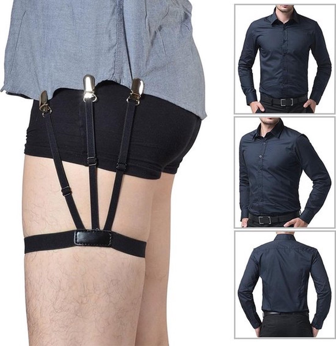 Shirt Suspenders | Men's Suspenders | Men's Garters | Garter | Men's Leg Suspenders | 2 Pieces | Black