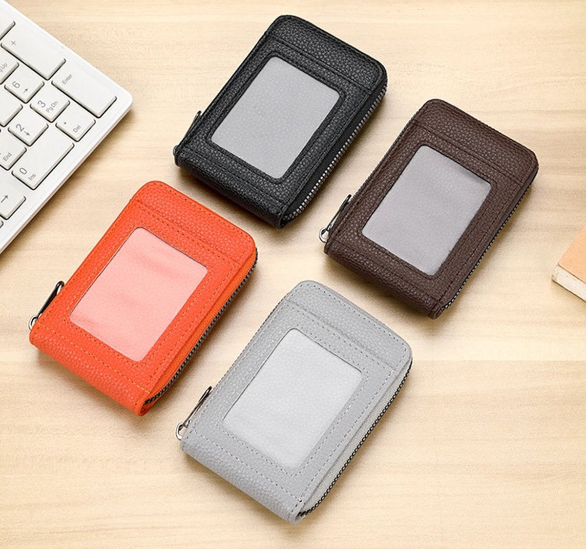 Card Holder for 12 Cards with Anti-RFID | Wallet | Credit Card Holder | With Cash & Coin Compartment | With Driver's License Compartment | PU Leather | Orange