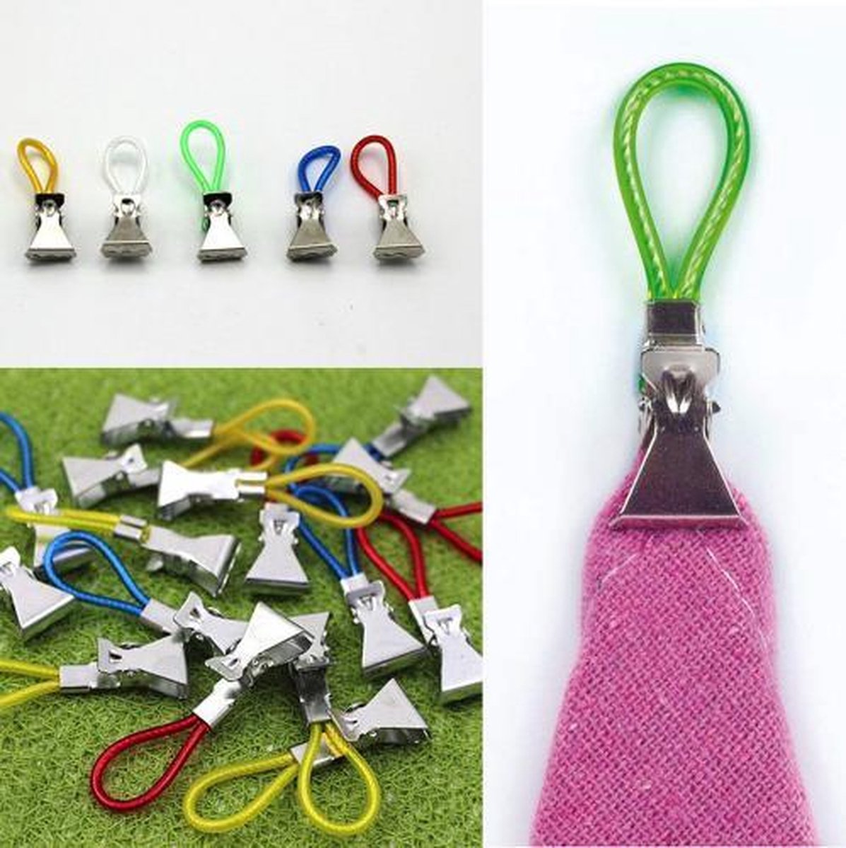 Towel clips - 5 PIECES - Towel hooks - Wall hooks - Tea towel clips - Hooks - Various colors - Hanging hooks - Kitchen hooks - Bathroom hooks - Wall hooks - Clips - Hanging - Towel clips - Stainless steel - Steel hooks - Towel clips