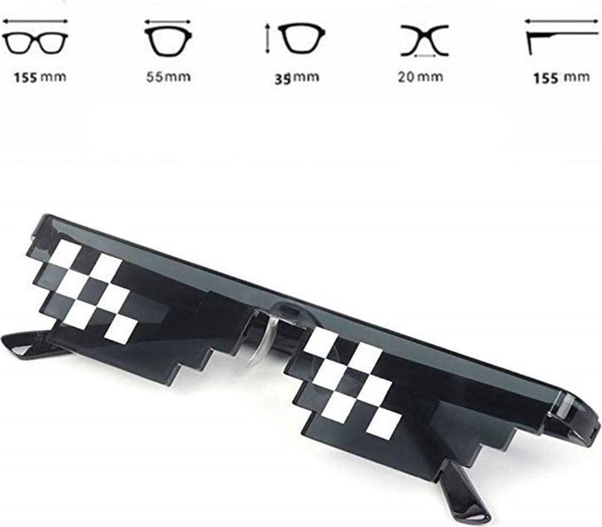 Marvies Thug Life Sunglasses | Black | 6 Pixels | Black | Sunglasses | Glasses