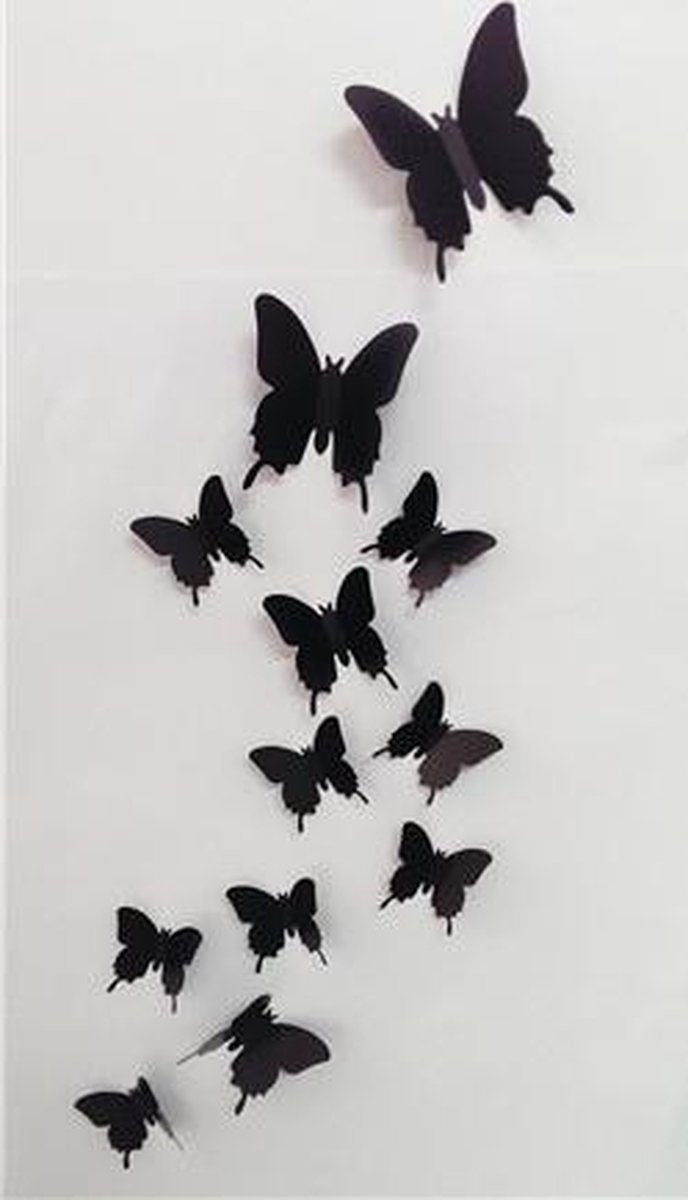 Solid black 3D butterflies