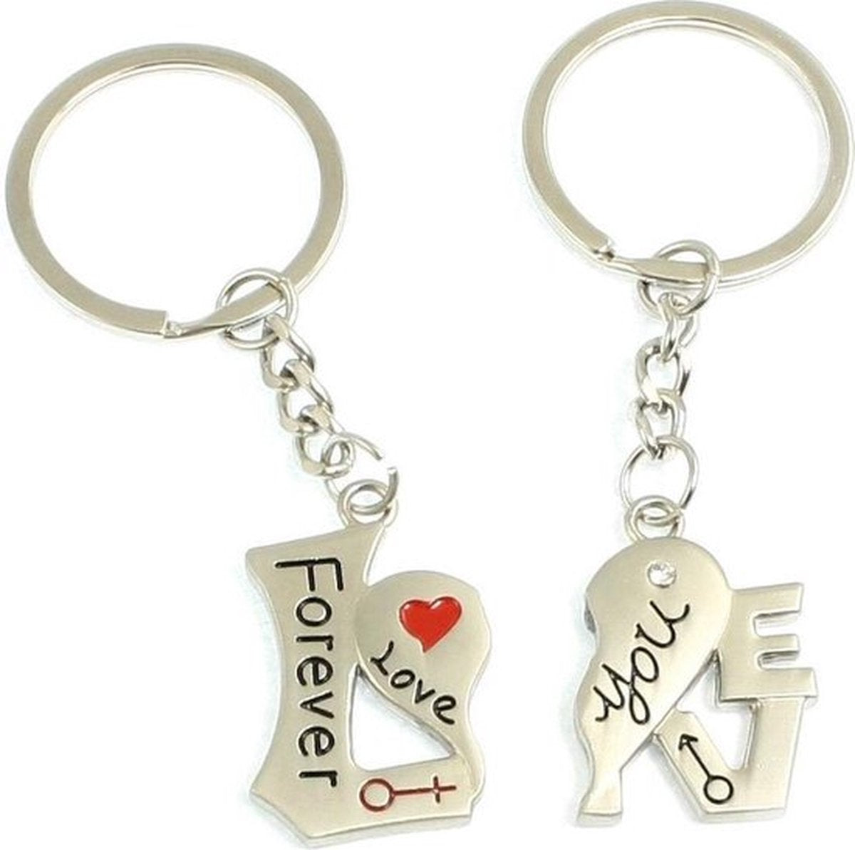 2-Piece Keychain Forever Love You | Couples Keychain | For Him & Her | Silver