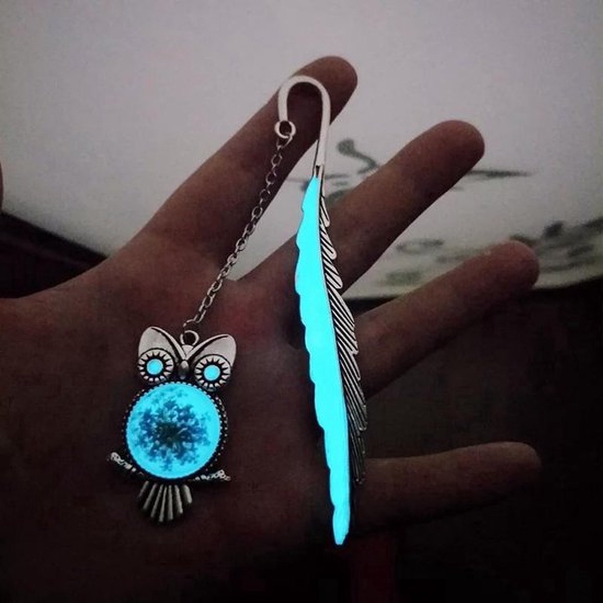 Owl Shaped Bookmark | Glow in the Dark | Luminous | Bookmark | Metal | Silver