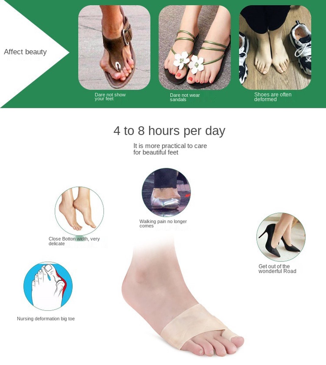 Hallux Valgus Silicone Toe Protectors | Toe Separators | Toe Corrector | Bunion | Bunion | Callus | Toe Straightening | 1 Pair | White