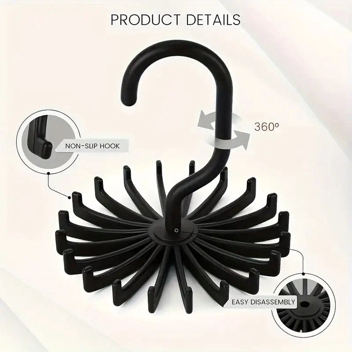 Tie Hanger | Tie Hanger | Tie Organizer | Tie Hook | Hang 20 Ties | Black