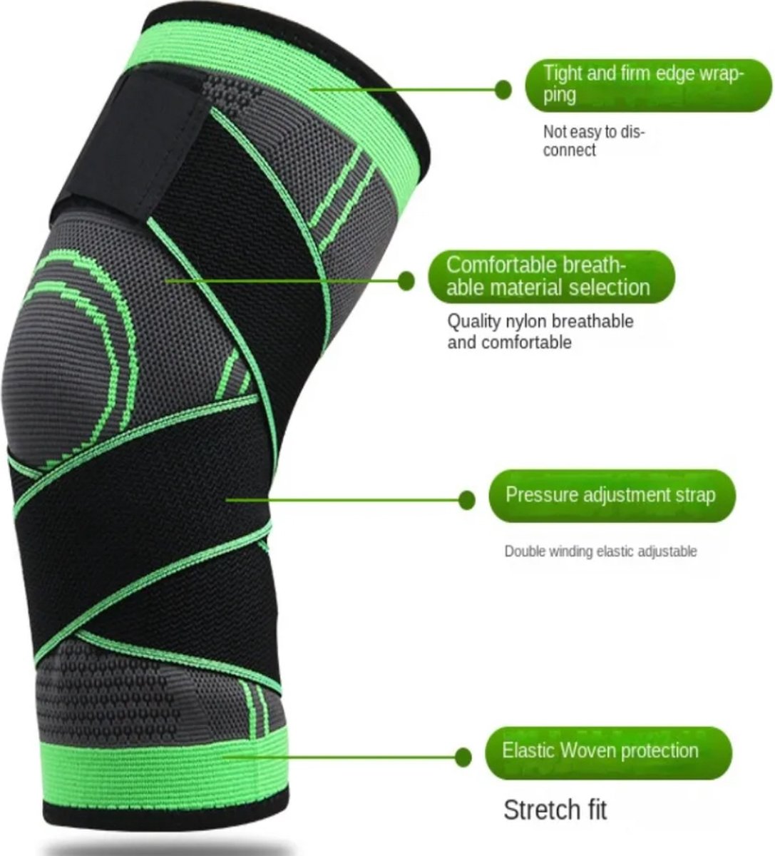 3D Compression Knee Brace | Knee Support | Knee Protector | Knee Bandage | Knee Support | 1 Piece | Adjustable Compression Level | Size M